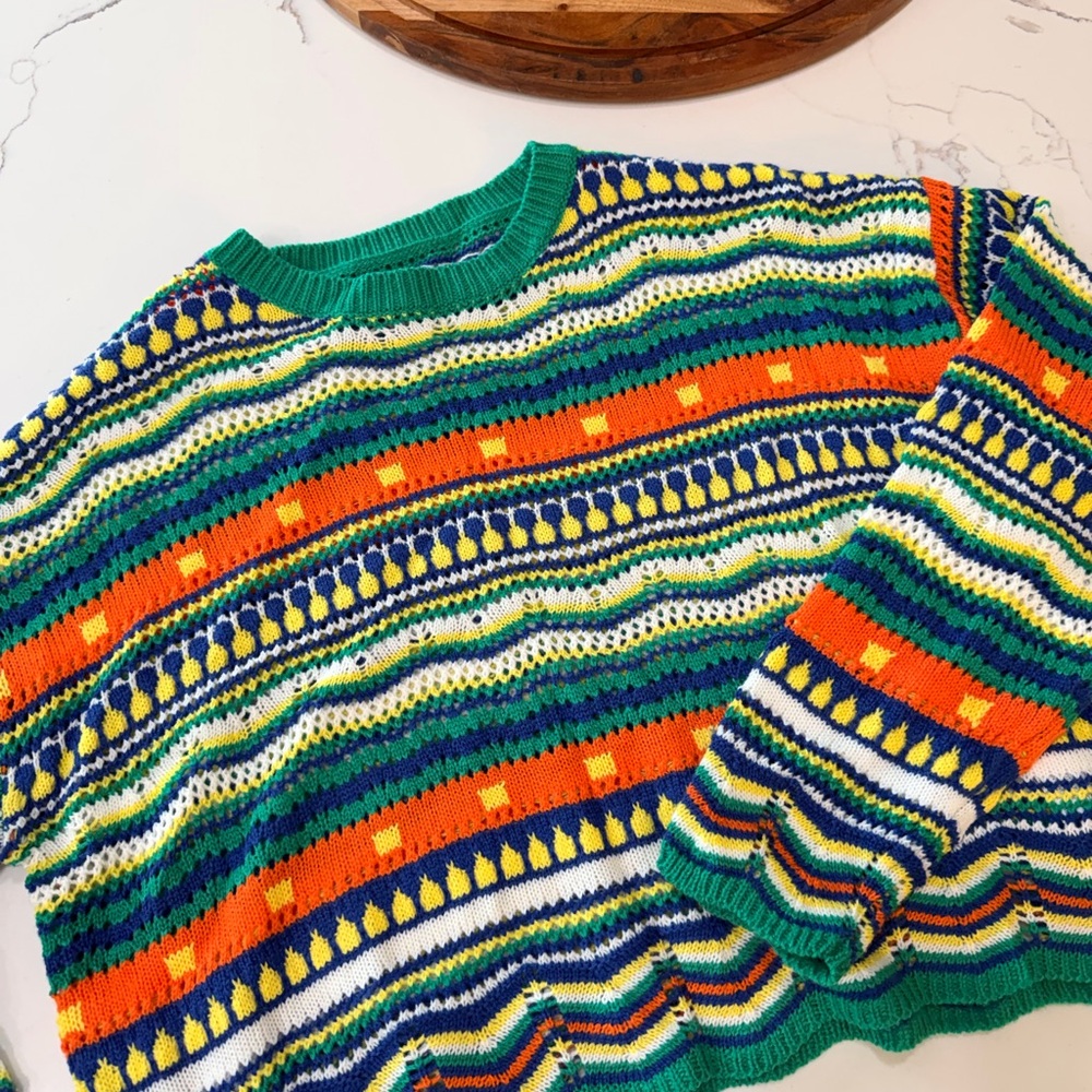 SHEIN Vibrant Striped Crew Neck Sweater
